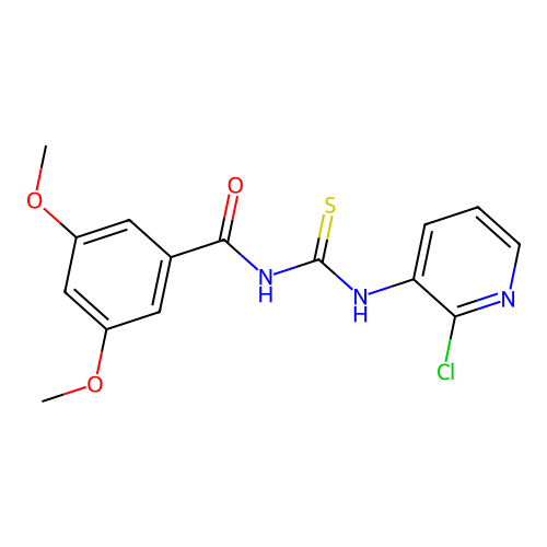N-((2-chloropyridin-3-yl)carbamothioyl)-3,5-dimethoxybenzamide structure