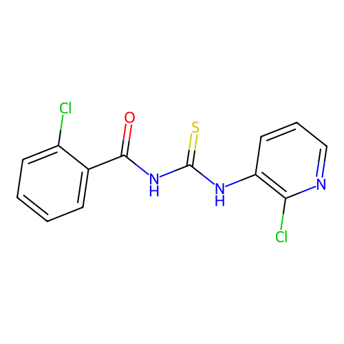 2-chloro-N-[(2-chloropyridin-3-yl)carbamothioyl]benzamide structure