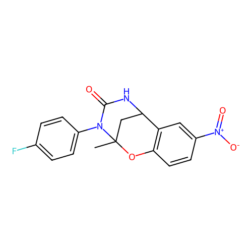 3-(4-fluorophenyl)-2-methyl-8-nitro-2,3,5,6-tetrahydro-4H-2,6-methano-1,3,5-benzoxadiazocin-4-one structure