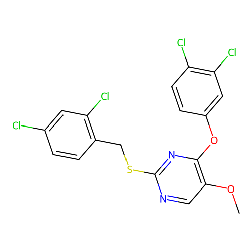2-[(2,4-Dichlorobenzyl)sulfanyl]-4-(3,4-dichlorophenoxy)-5-methoxypyrimidine structure