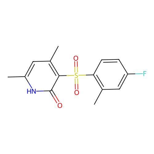 3-[(4-fluoro-2-methylphenyl)sulfonyl]-4,6-dimethyl-2(1H)-pyridinone structure