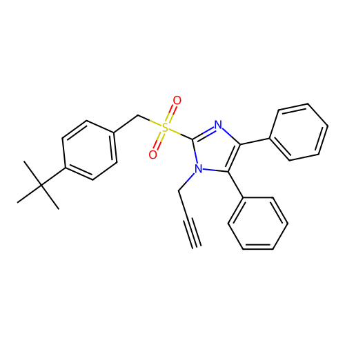 2-{[4-(tert-butyl)benzyl]sulfonyl}-4,5-diphenyl-1-(2-propynyl)-1H-imidazole structure