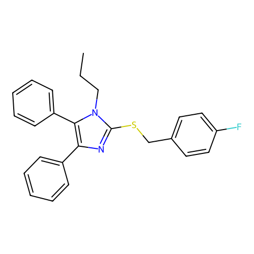 4,5-diphenyl-1-propyl-1H-imidazol-2-yl 4-fluorobenzyl sulfide structure