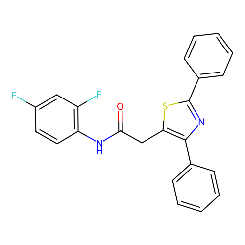 N-(2,4-difluorophenyl)-2-(2,4-diphenyl-1,3-thiazol-5-yl)acetamide structure