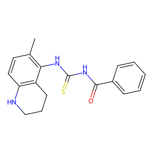 N-benzoyl-N'-(6-methyl-1,2,3,4-tetrahydro-5-quinolinyl)thiourea structure
