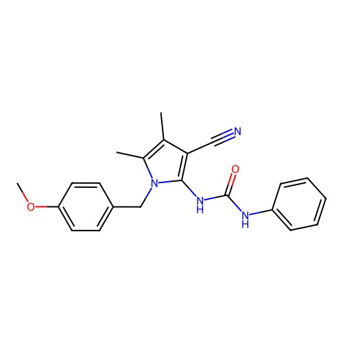 N-[3-cyano-1-(4-methoxybenzyl)-4,5-dimethyl-1H-pyrrol-2-yl]-N'-phenylurea structure