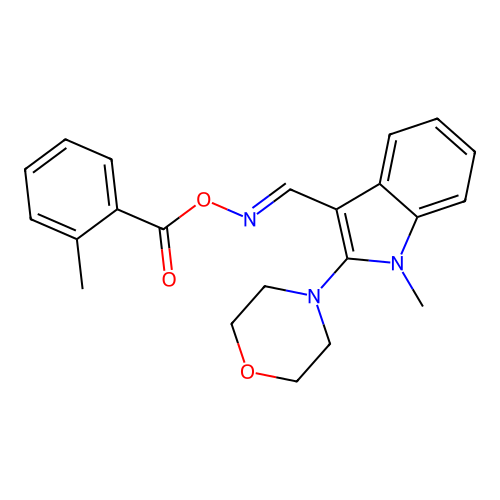 [(1-Methyl-2-morpholin-4-ylindol-3-yl)methylideneamino] 2-methylbenzoate structure