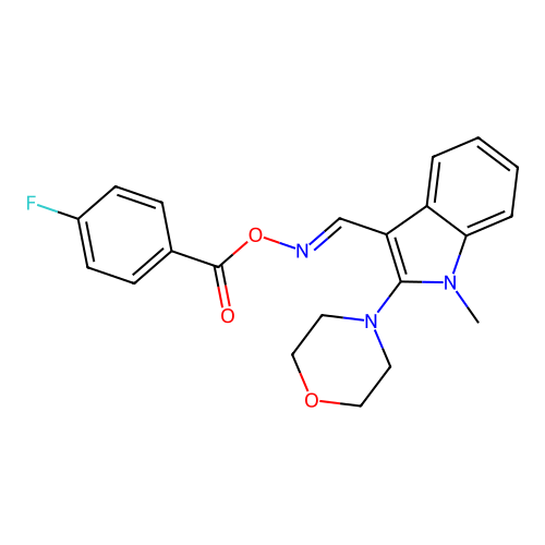 [(1-Methyl-2-morpholin-4-ylindol-3-yl)methylideneamino] 4-fluorobenzoate structure