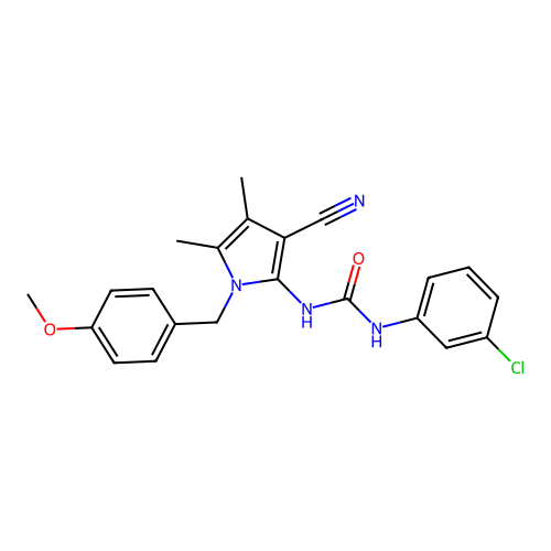 N-(3-chlorophenyl)-N'-[3-cyano-1-(4-methoxybenzyl)-4,5-dimethyl-1H-pyrrol-2-yl]urea structure