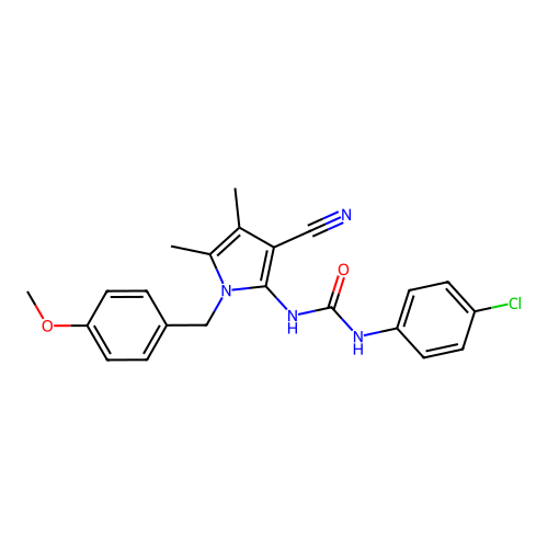 N-(4-chlorophenyl)-N'-[3-cyano-1-(4-methoxybenzyl)-4,5-dimethyl-1H-pyrrol-2-yl]urea structure
