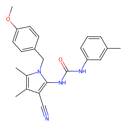 N-[3-cyano-1-(4-methoxybenzyl)-4,5-dimethyl-1H-pyrrol-2-yl]-N'-(3-methylphenyl)urea structure