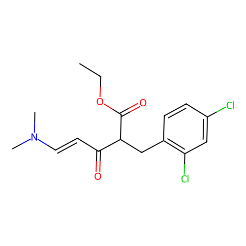 Ethyl 2-(2,4-dichlorobenzyl)-5-(dimethylamino)-3-oxo-4-pentenoate structure