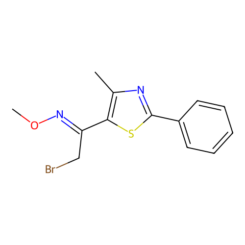 2-bromo-N-methoxy-1-(4-methyl-2-phenyl-1,3-thiazol-5-yl)ethanimine structure