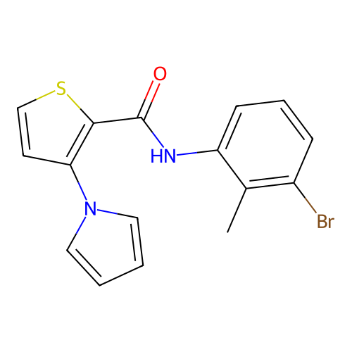 N-(3-bromo-2-methylphenyl)-3-(1H-pyrrol-1-yl)-2-thiophenecarboxamide structure