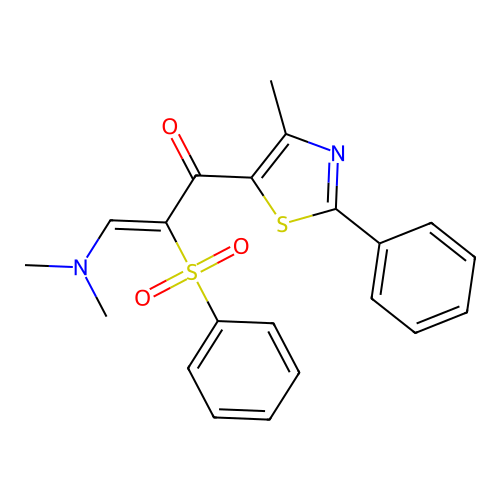 2-(benzenesulfonyl)-3-dimethylamino-1-(4-methyl-2-phenyl-1,3-thiazol-5-yl)prop-2-en-1-one structure