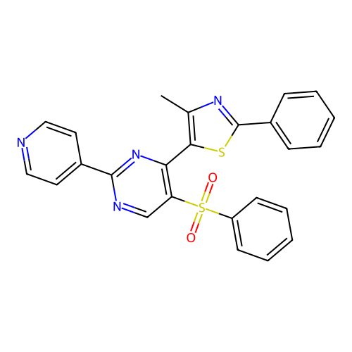 4-(4-methyl-2-phenyl-1,3-thiazol-5-yl)-5-(phenylsulfonyl)-2-(4-pyridinyl)pyrimidine structure