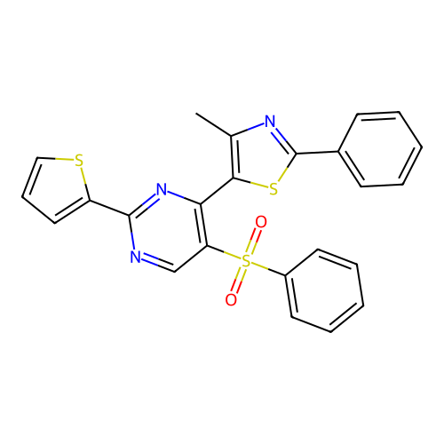 4-(4-methyl-2-phenyl-1,3-thiazol-5-yl)-5-(phenylsulfonyl)-2-(2-thienyl)pyrimidine structure