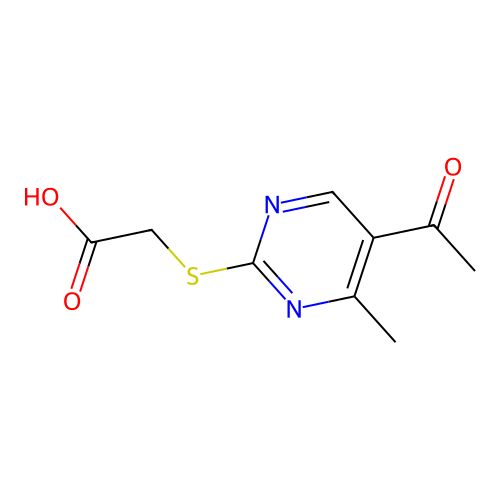 2-[(5-Acetyl-4-methyl-2-pyrimidinyl)sulfanyl]acetic acid structure