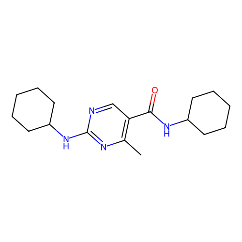 N-cyclohexyl-2-(cyclohexylamino)-4-methylpyrimidine-5-carboxamide structure