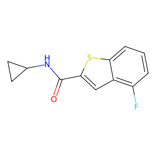 N-cyclopropyl-4-fluoro-1-benzothiophene-2-carboxamide structure