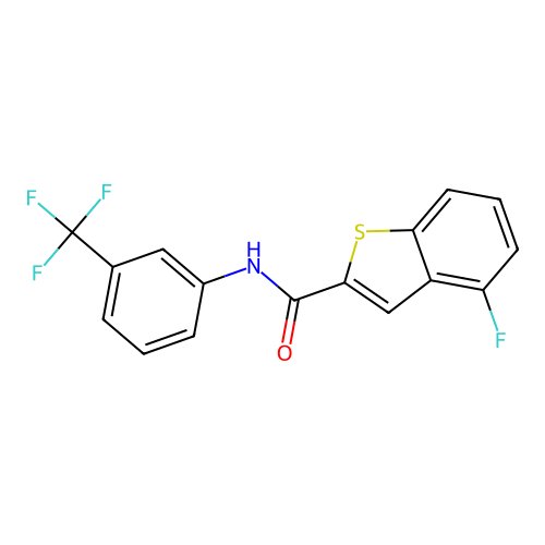 4-fluoro-N-[3-(trifluoromethyl)phenyl]-1-benzothiophene-2-carboxamide structure
