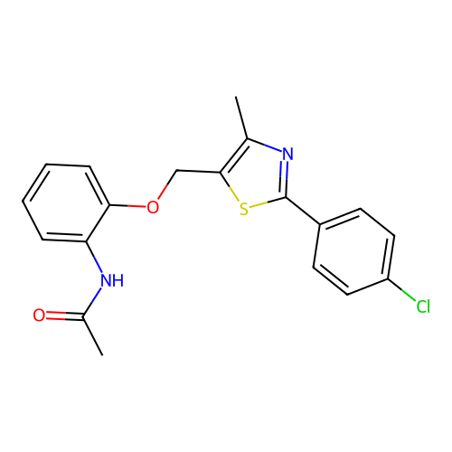 N-(2-{[2-(4-chlorophenyl)-4-methyl-1,3-thiazol-5-yl]methoxy}phenyl)acetamide structure