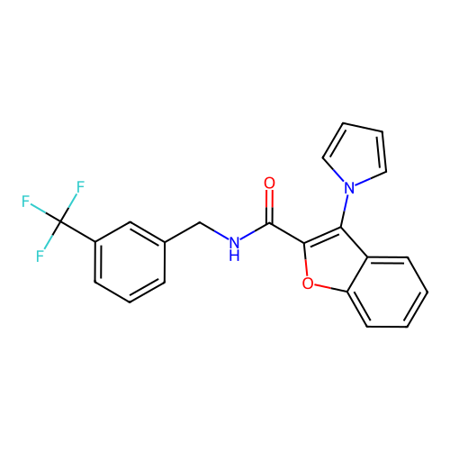 3-(1H-pyrrol-1-yl)-N-[3-(trifluoromethyl)benzyl]-1-benzofuran-2-carboxamide structure