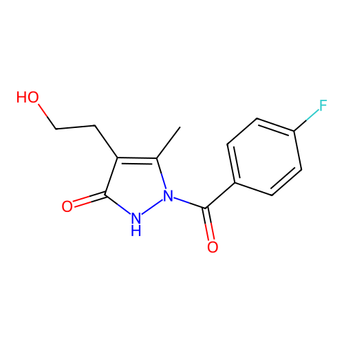1-(4-fluorobenzoyl)-4-(2-hydroxyethyl)-5-methyl-1,2-dihydro-3H-pyrazol-3-one structure
