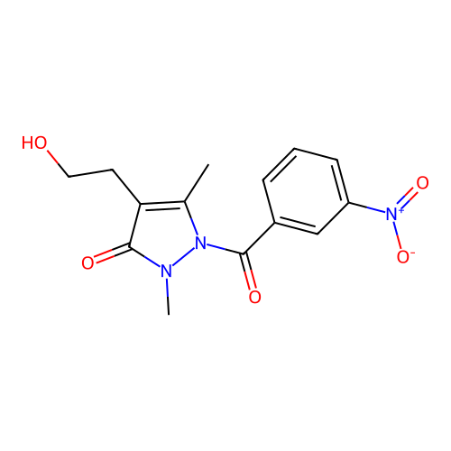 4-(2-hydroxyethyl)-2,5-dimethyl-1-(3-nitrobenzoyl)-1,2-dihydro-3H-pyrazol-3-one structure