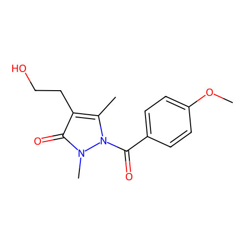4-(2-hydroxyethyl)-1-(4-methoxybenzoyl)-2,5-dimethyl-1,2-dihydro-3H-pyrazol-3-one structure