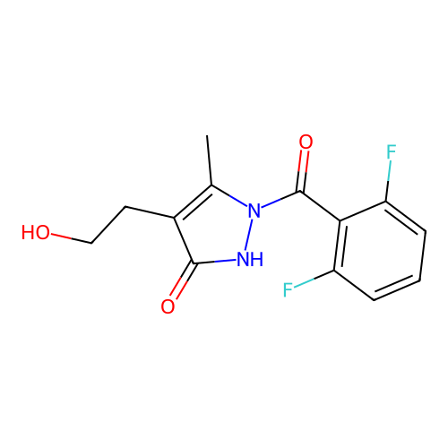 1-(2,6-difluorobenzoyl)-4-(2-hydroxyethyl)-5-methyl-1,2-dihydro-3H-pyrazol-3-one structure