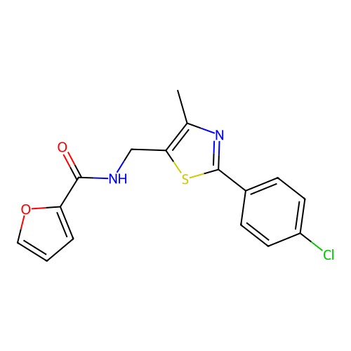 N-{[2-(4-chlorophenyl)-4-methyl-1,3-thiazol-5-yl]methyl}-2-furamide structure