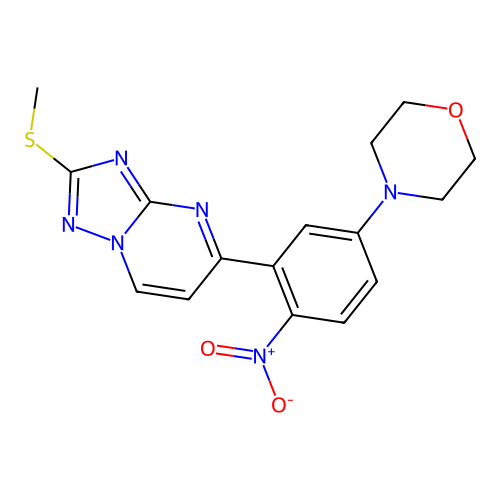 2-(methylsulfanyl)-5-(5-morpholino-2-nitrophenyl)[1,2,4]triazolo[1,5-a]pyrimidine structure
