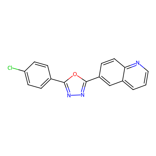 6-[5-(4-Chlorophenyl)-1,3,4-oxadiazol-2-yl]quinoline structure