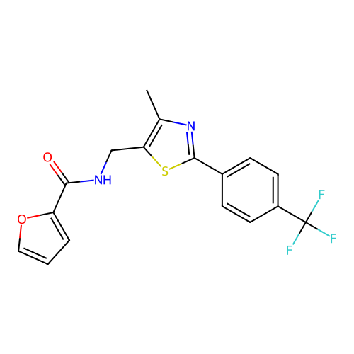 N-({4-methyl-2-[4-(trifluoromethyl)phenyl]-1,3-thiazol-5-yl}methyl)-2-furamide structure