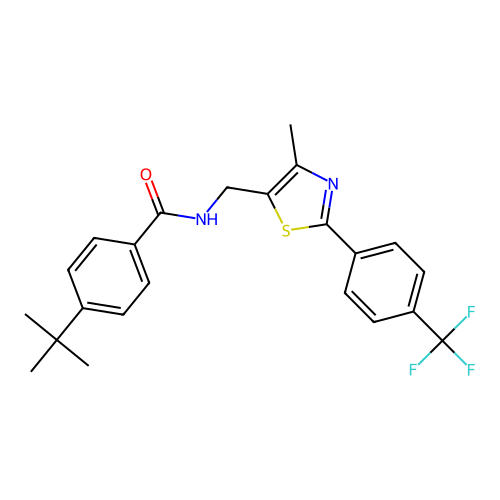 4-tert-butyl-N-({4-methyl-2-[4-(trifluoromethyl)phenyl]-1,3-thiazol-5-yl}methyl)benzamide structure