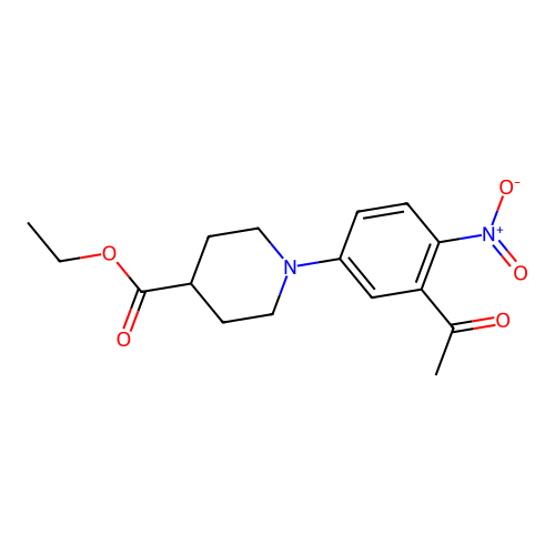 Ethyl 1-(3-acetyl-4-nitrophenyl)-4-piperidinecarboxylate structure