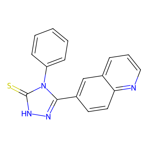 4-phenyl-5-(6-quinolinyl)-4H-1,2,4-triazole-3-thiol structure