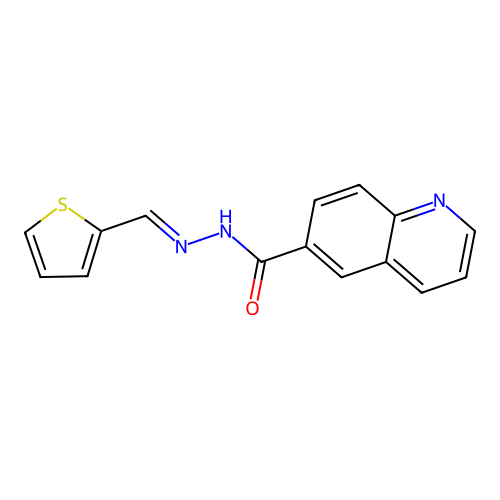 N'-[(thiophen-2-yl)methylidene]quinoline-6-carbohydrazide structure