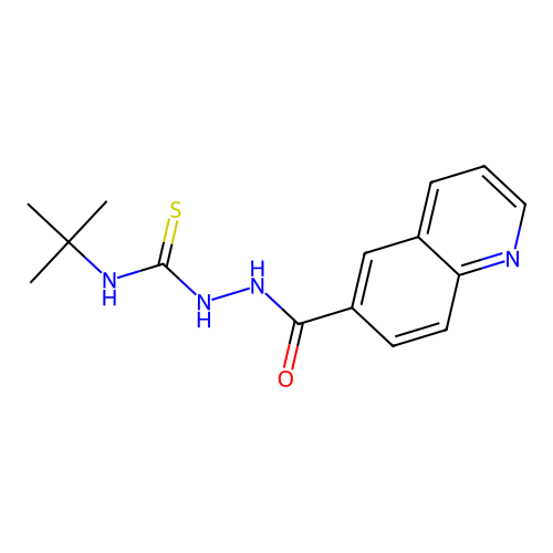 N-(tert-butyl)-2-(6-quinolinylcarbonyl)-1-hydrazinecarbothioamide structure