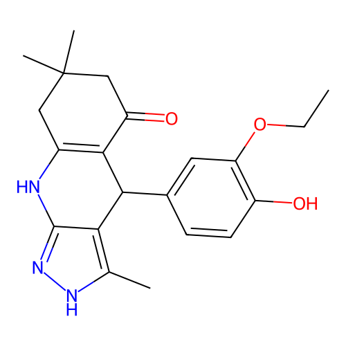 4-(3-ethoxy-4-hydroxyphenyl)-3,7,7-trimethyl-2,4,6,7,8,9-hexahydro-5H-pyrazolo[3,4-b]quinolin-5-one structure