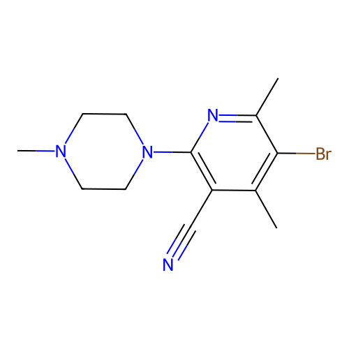 5-Bromo-4,6-dimethyl-2-(4-methylpiperazino)nicotinonitrile structure