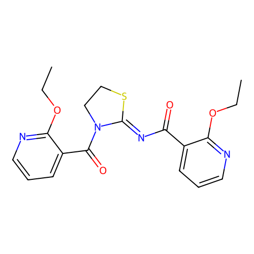 2-ethoxy-N-{3-[(2-ethoxy-3-pyridinyl)carbonyl]-1,3-thiazolan-2-yliden}nicotinamide structure