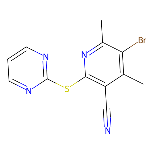 5-Bromo-4,6-dimethyl-2-(2-pyrimidinylsulfanyl)nicotinonitrile structure