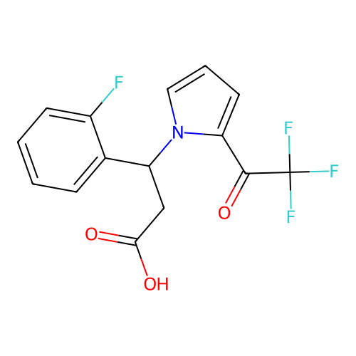 3-(2-fluorophenyl)-3-[2-(2,2,2-trifluoroacetyl)-1H-pyrrol-1-yl]propanoic acid structure