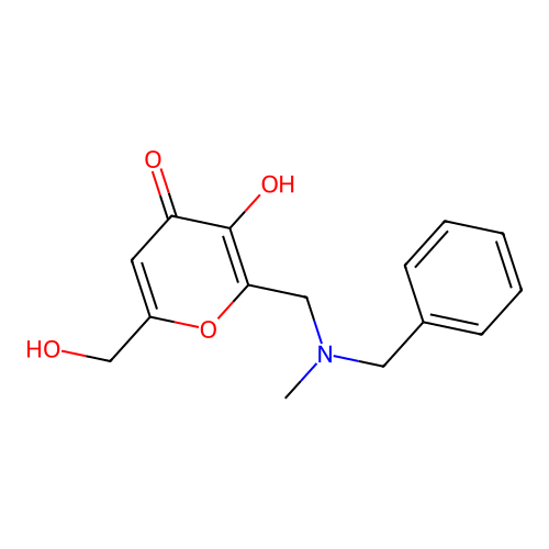 2-{[benzyl(methyl)amino]methyl}-3-hydroxy-6-(hydroxymethyl)-4H-pyran-4-one structure