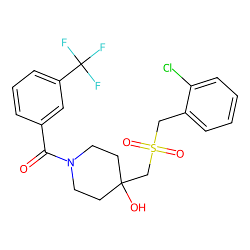 (4-{[(2-chlorobenzyl)sulfonyl]methyl}-4-hydroxypiperidino)[3-(trifluoromethyl)phenyl]methanone structure