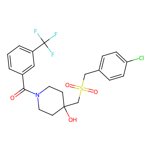 (4-{[(4-chlorobenzyl)sulfonyl]methyl}-4-hydroxypiperidino)[3-(trifluoromethyl)phenyl]methanone structure