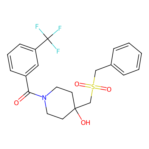 {4-[(benzylsulfonyl)methyl]-4-hydroxypiperidino}[3-(trifluoromethyl)phenyl]methanone structure