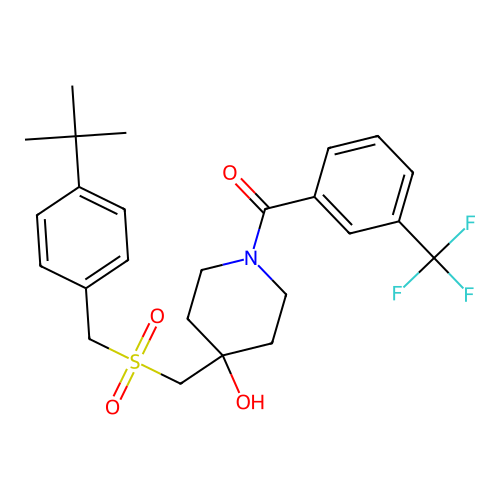 [4-({[4-(tert-butyl)benzyl]sulfonyl}methyl)-4-hydroxypiperidino][3-(trifluoromethyl)phenyl]methanone structure